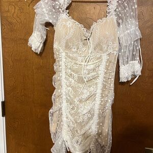 Fashion Nova White Lace Mini Dress